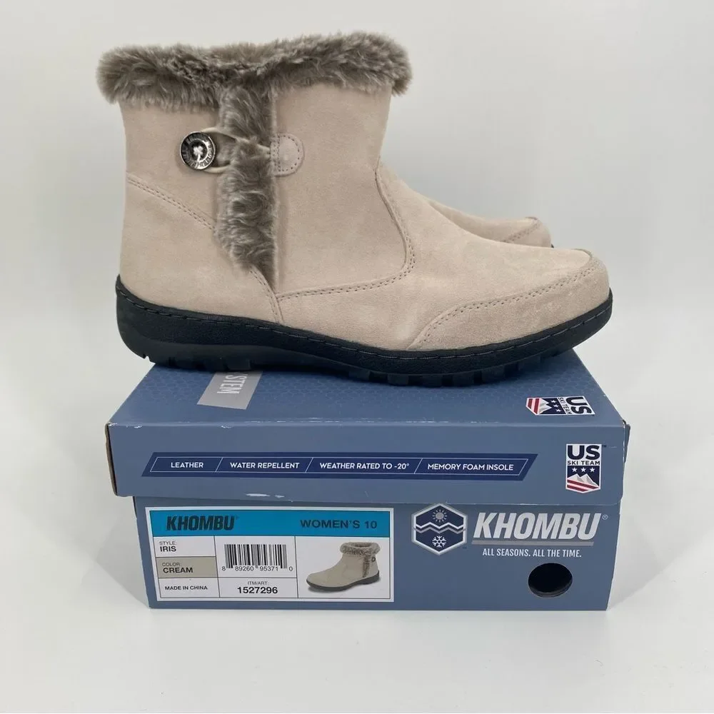 Khombu Women's Cream Ankle Boots size 10 New in Box